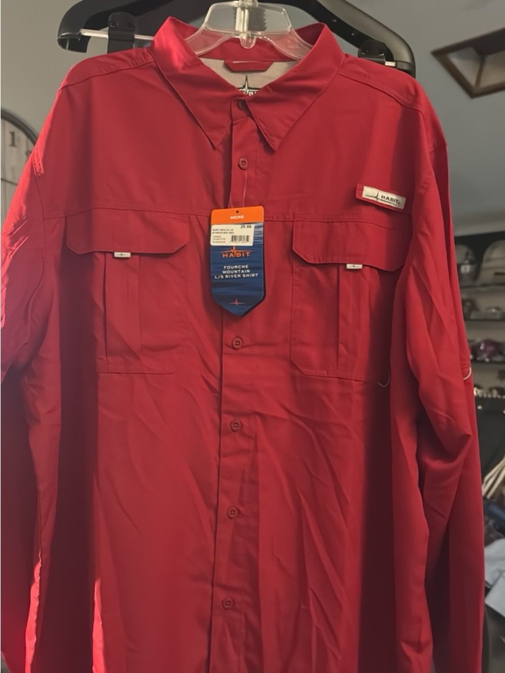 Habit Men’s Red Long-Sleeve Button-Down Shirt#157